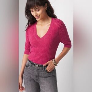 WHBM Cashmere Blend Elbow Sleeve Sweater Size Large